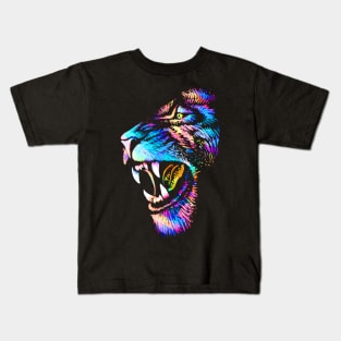 Growling Mouth Open Bengal Lion Kids T-Shirt